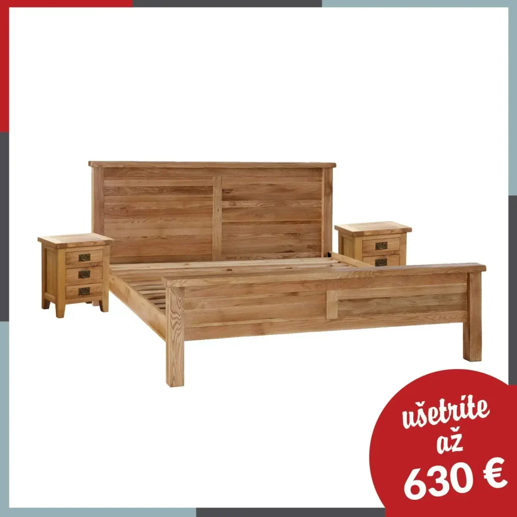 Masivní sestava - Manželská postel s nočními stolky - Dubu.sk - nábytek z masivu