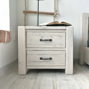Patinovaný stolek k posteli se 2 zásuvkami