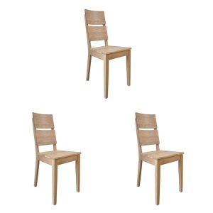 Sada tří moderních jídelních židlí z dubu